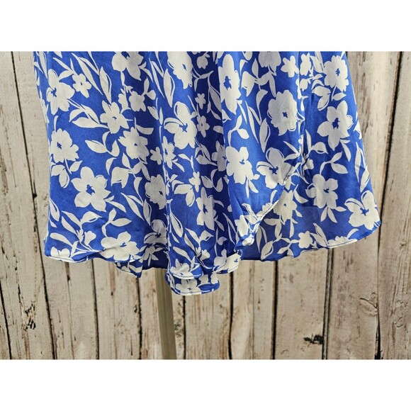 BF Women's Large Draper James RSVP Blue Futter Sleeve Tie Waist Wrap Dress NWT - Picture 4 of 11